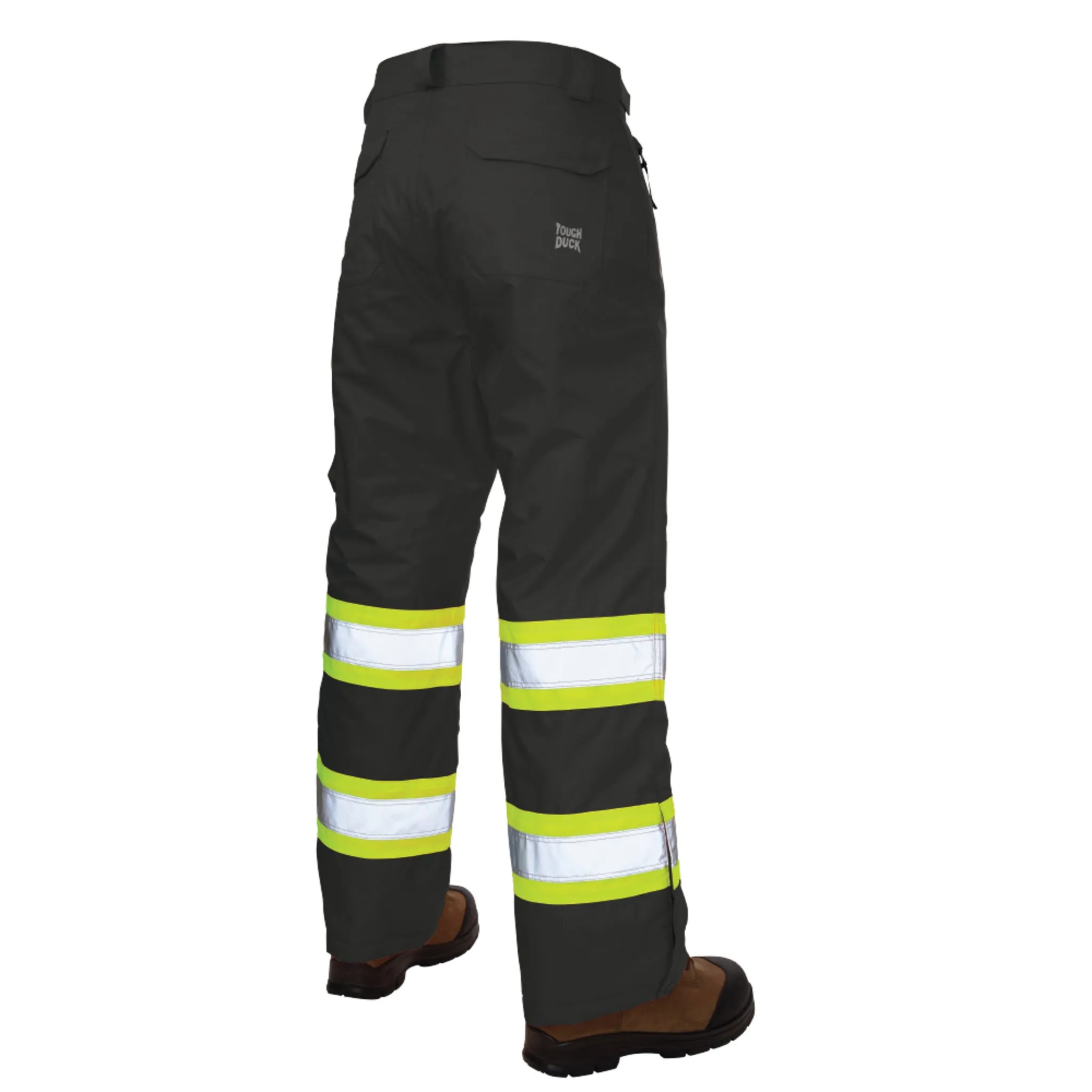 Tough Duck Men's Hi Vis Winter Safety Snow Pants SP08 | Poly 300D Ripstop PU Waterproof Reflective | Thermal Insulation | Durable Workwear | Sizes XS-5XL