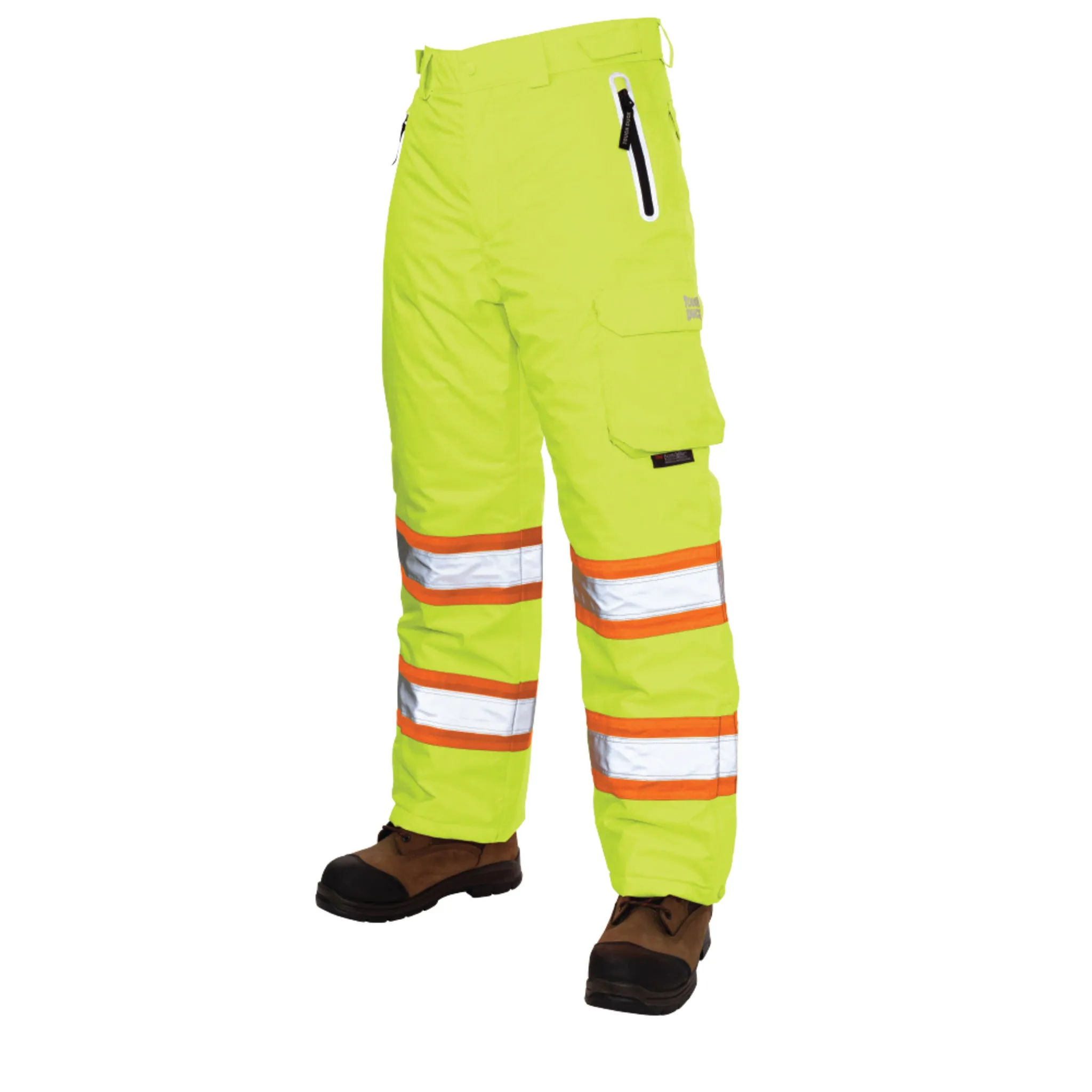 Tough Duck Men's Hi Vis Winter Safety Snow Pants SP08 | Poly 300D Ripstop PU Waterproof Reflective | Thermal Insulation | Durable Workwear | Sizes XS-5XL