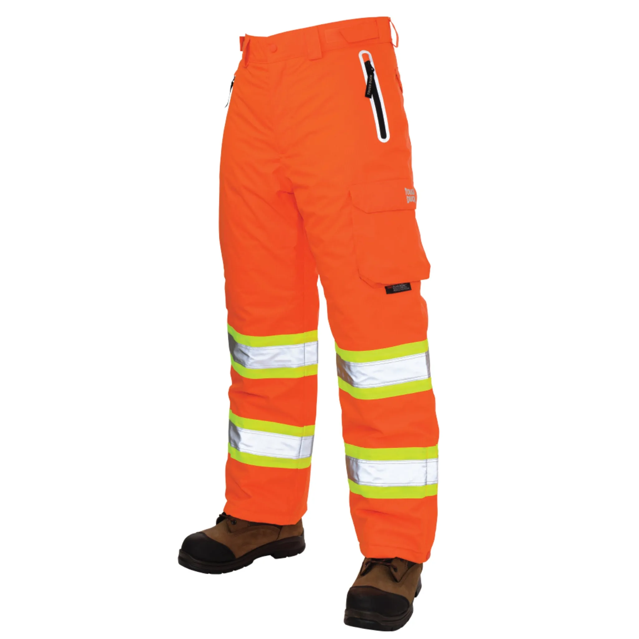 Tough Duck Men's Hi Vis Winter Safety Snow Pants SP08 | Poly 300D Ripstop PU Waterproof Reflective | Thermal Insulation | Durable Workwear | Sizes XS-5XL