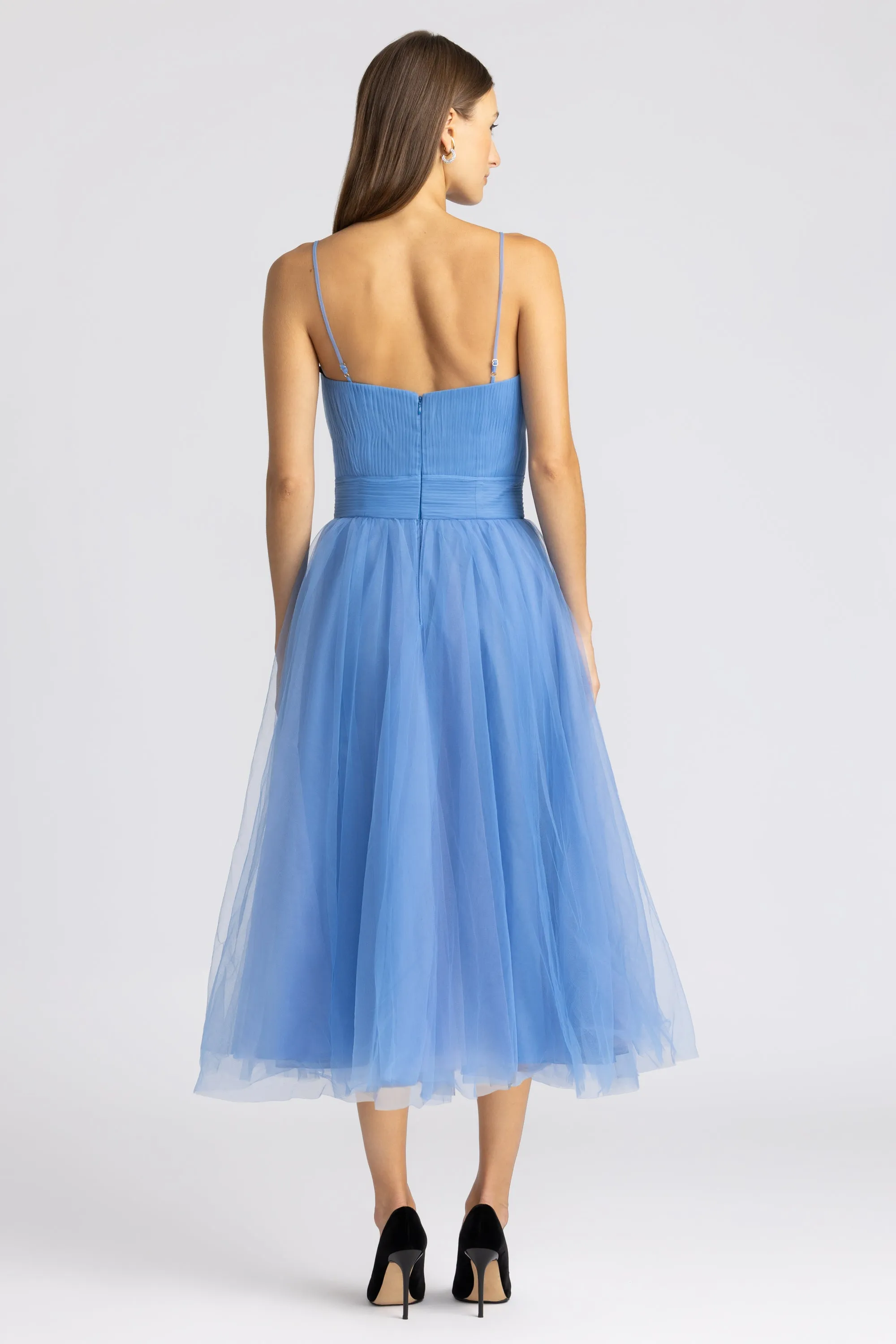 TULLE MIDI DRESS W/ CORSET DETAIL