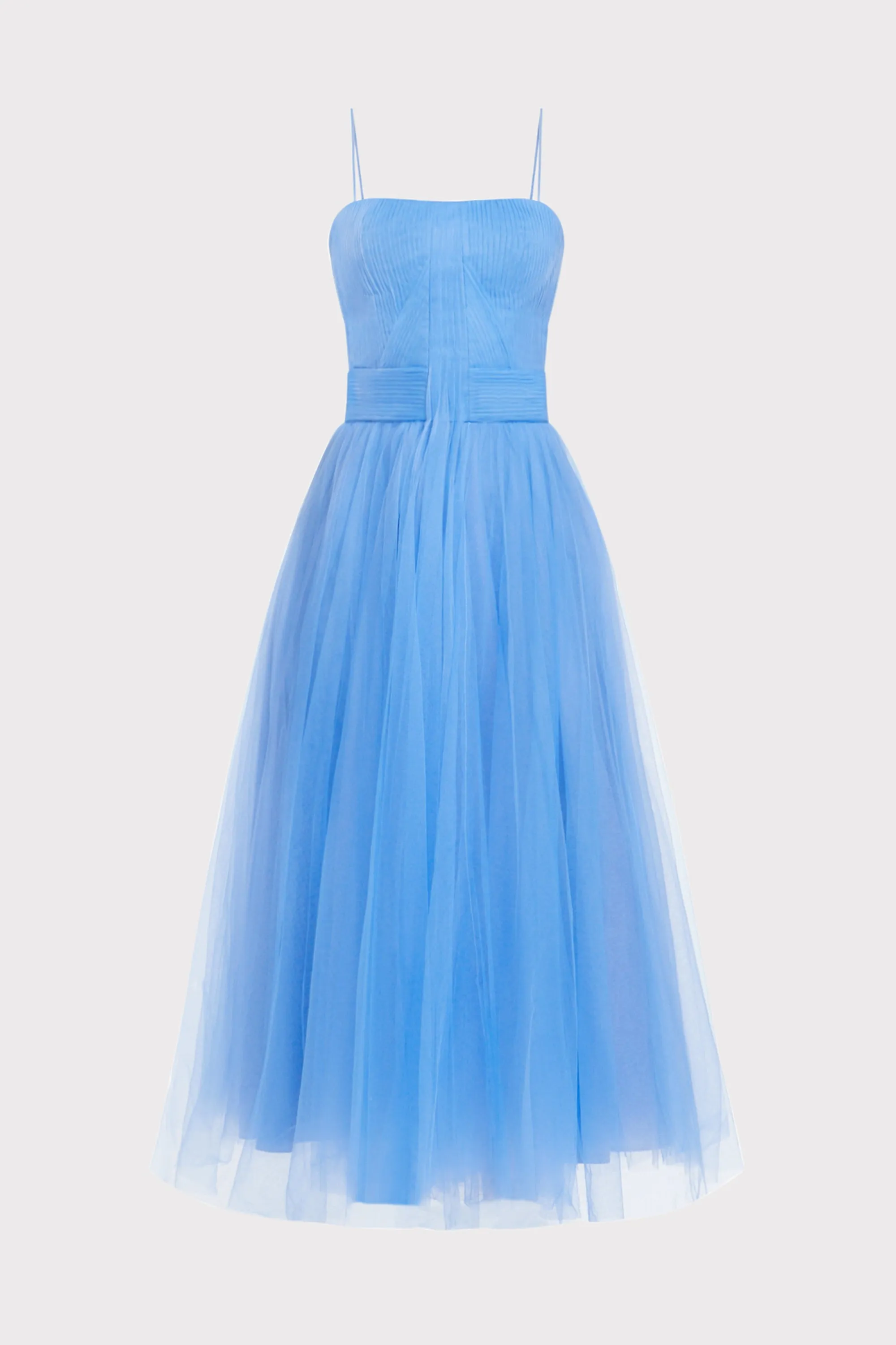TULLE MIDI DRESS W/ CORSET DETAIL