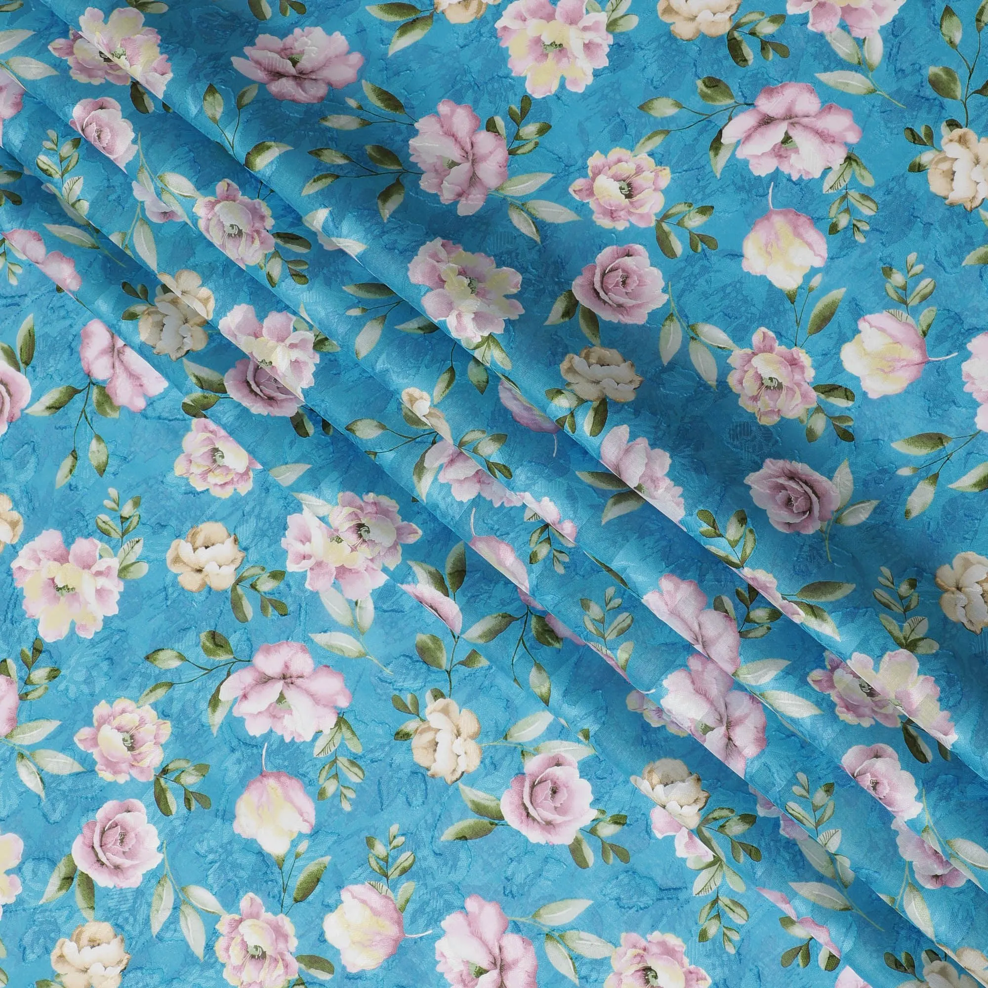 Uragiri Blue Rose Cotton Voile Fabric - Traditional Japanese, 110cm Width-D17741