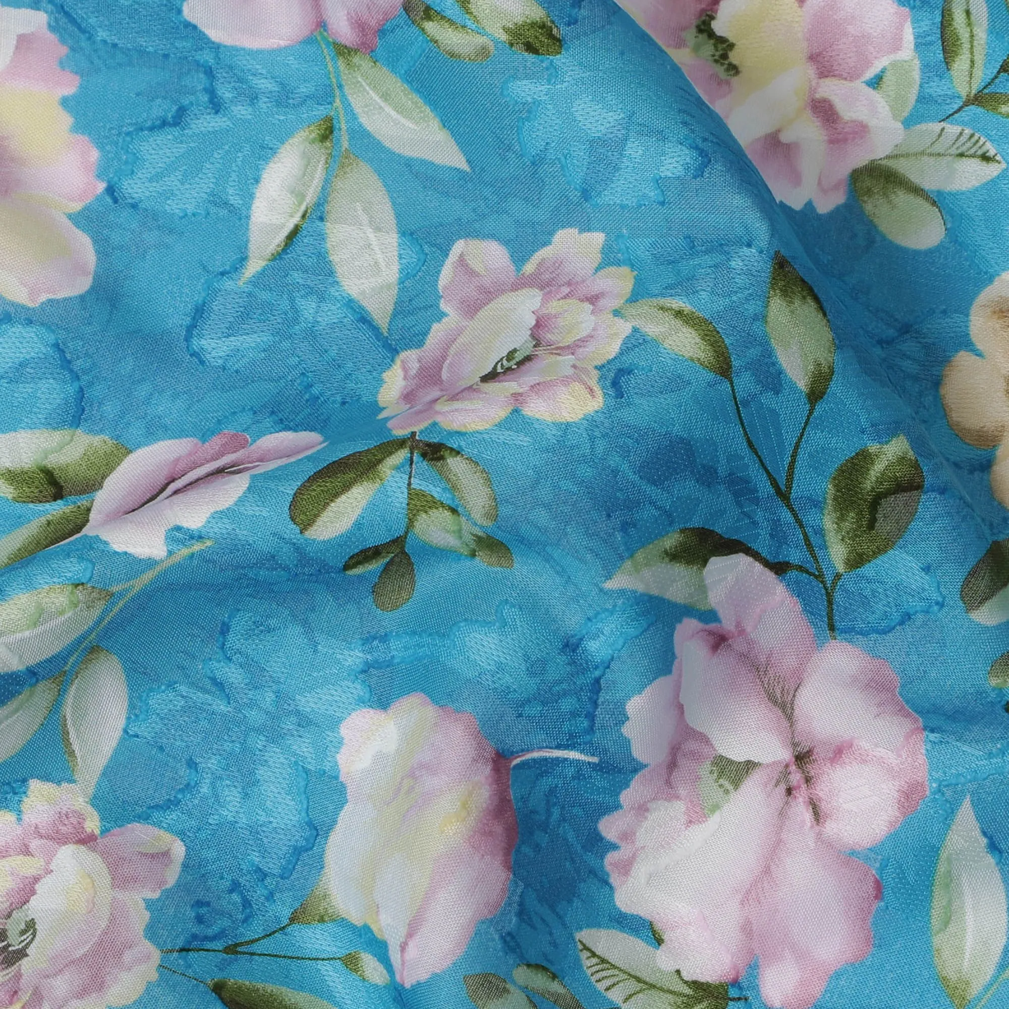 Uragiri Blue Rose Cotton Voile Fabric - Traditional Japanese, 110cm Width-D17741