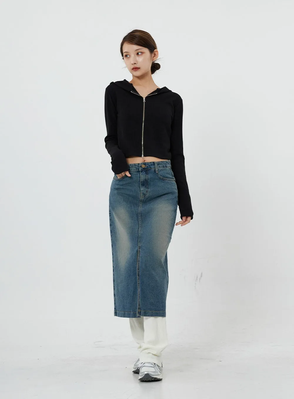 Washing Denim Long Skirt CS19