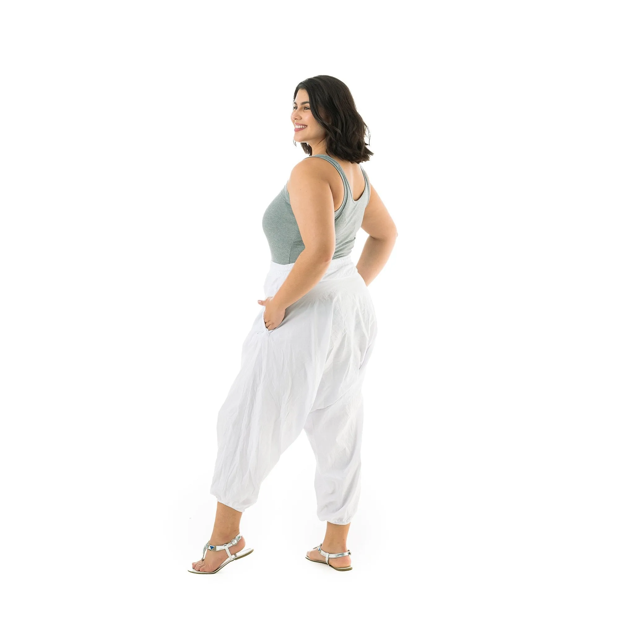 White Fall Savannah Harem Pants by Buddha Pants®