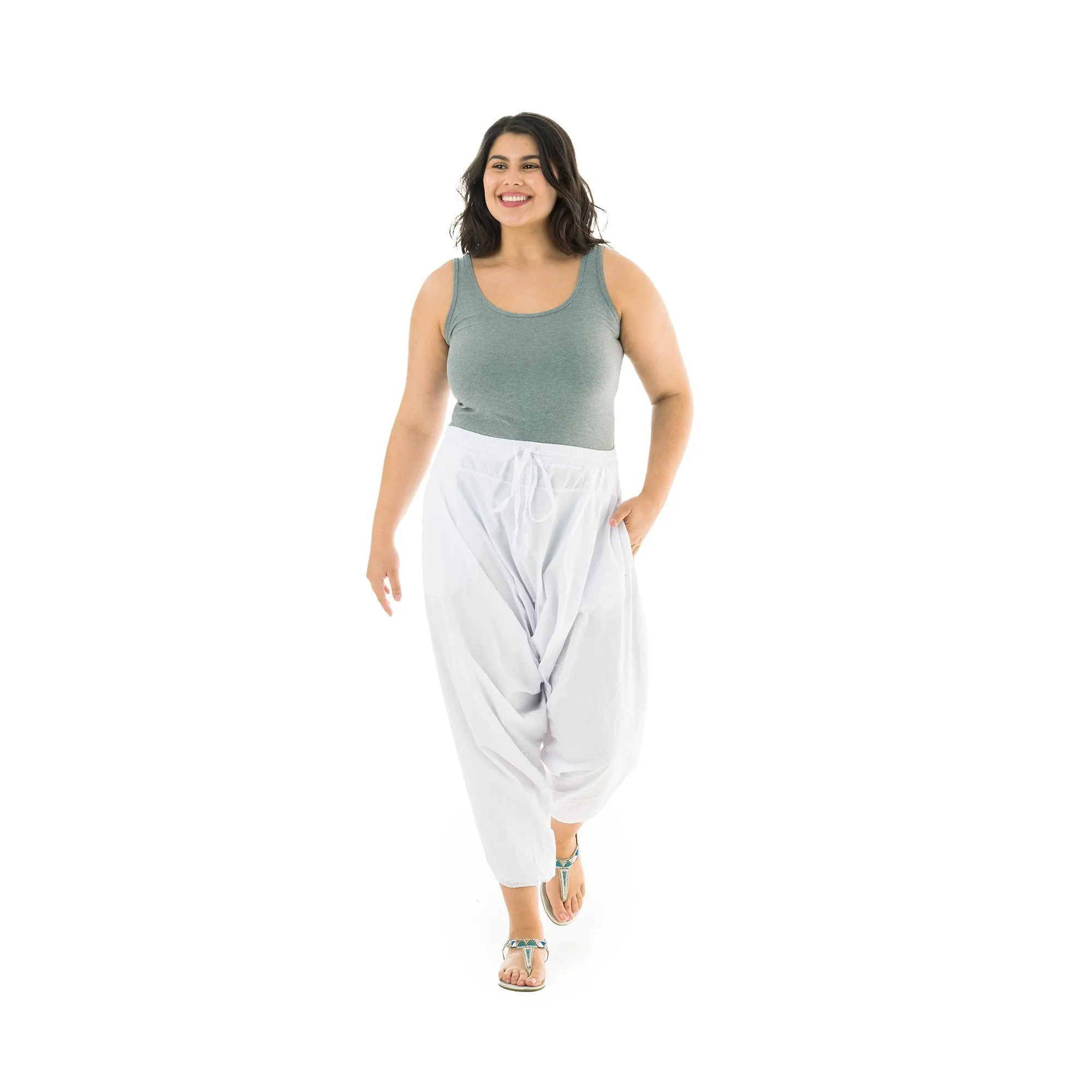 White Fall Savannah Harem Pants by Buddha Pants®