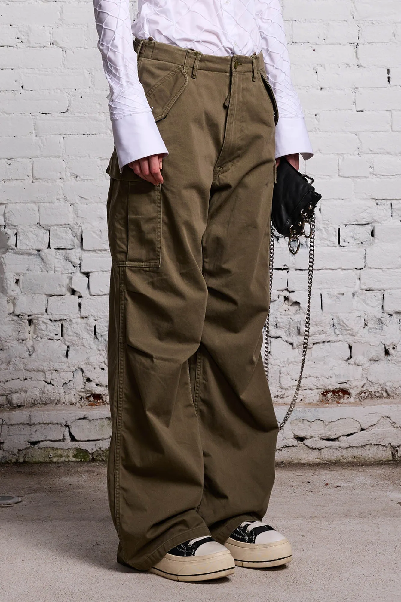 WIDE LEG CARGO - OLIVE
