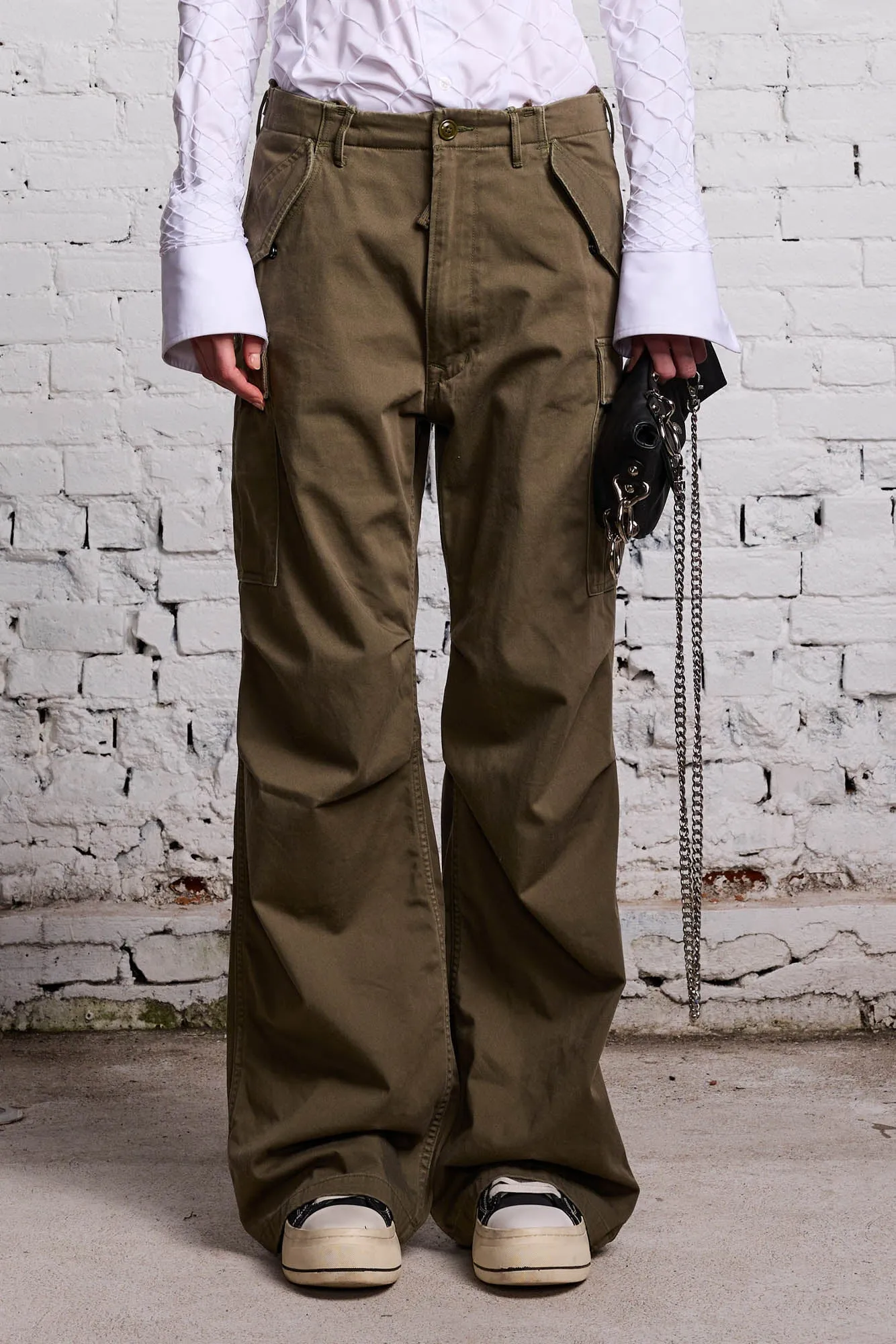 WIDE LEG CARGO - OLIVE