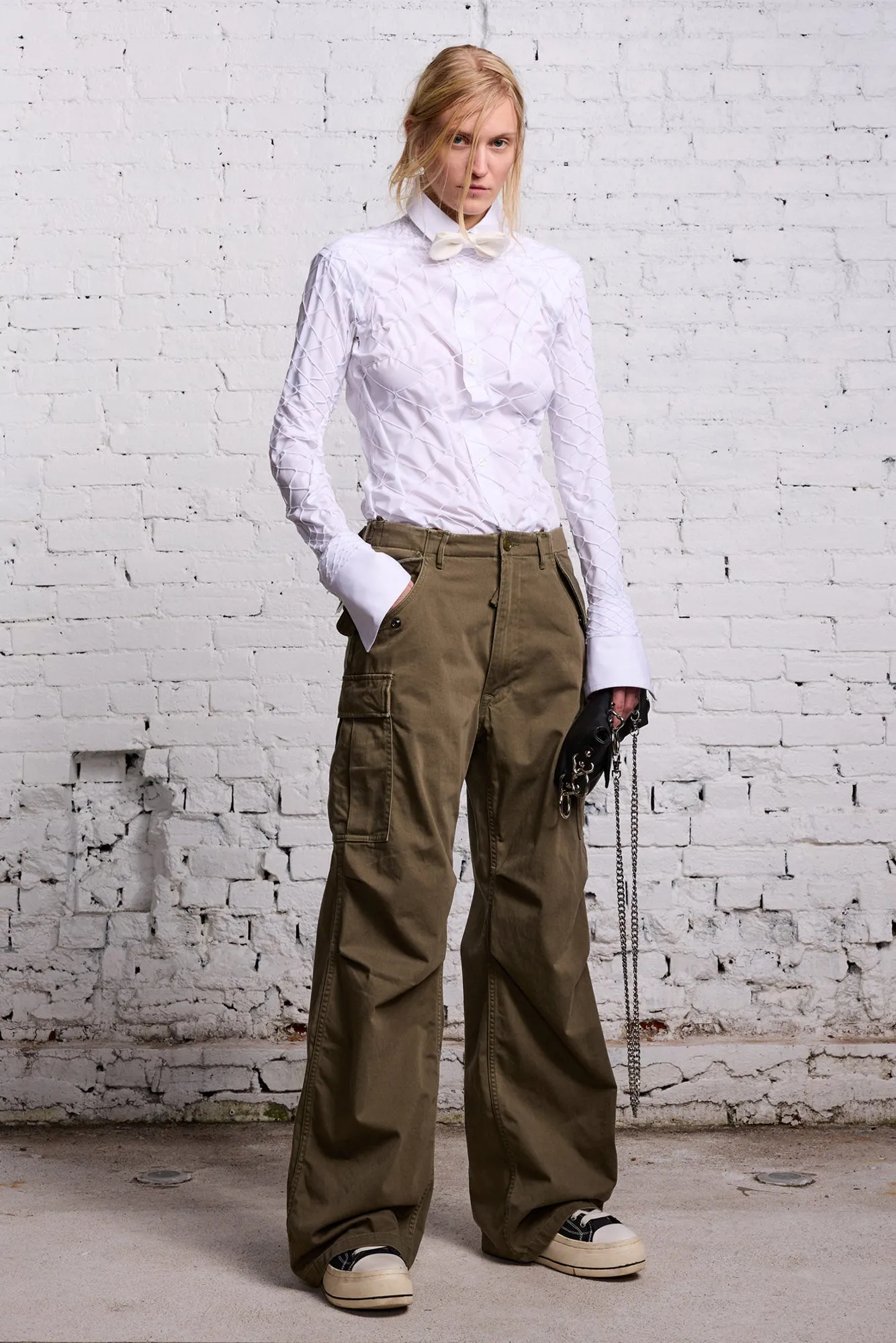 WIDE LEG CARGO - OLIVE