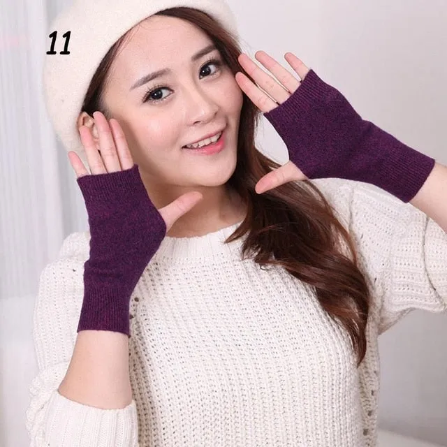 Women's Knitted Fingerless Stretch Mitten Glove