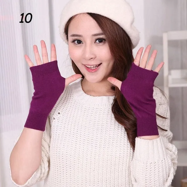 Women's Knitted Fingerless Stretch Mitten Glove
