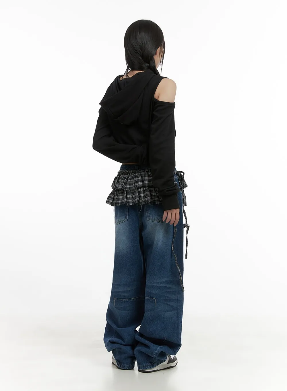 Zip-up Cut Out Crop Hoodie CS419