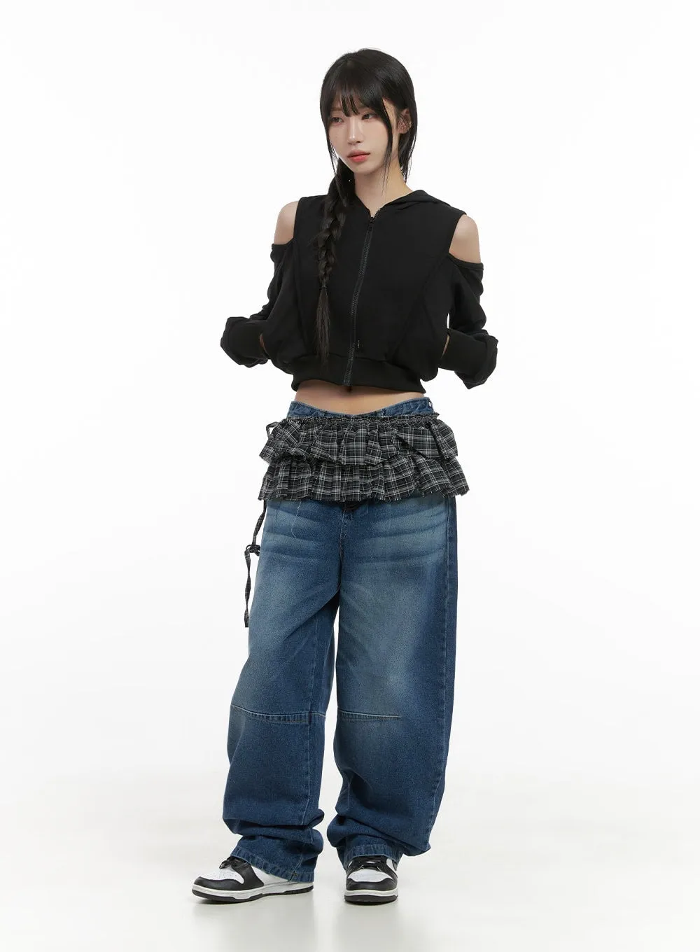 Zip-up Cut Out Crop Hoodie CS419